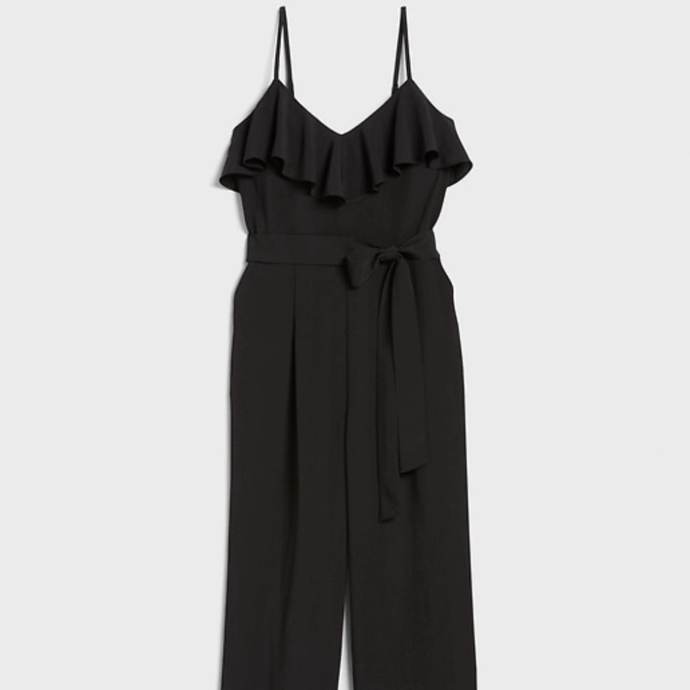 NWT Banana Republic Factory Black Jumpsuit with Ruffle Detail Size 10